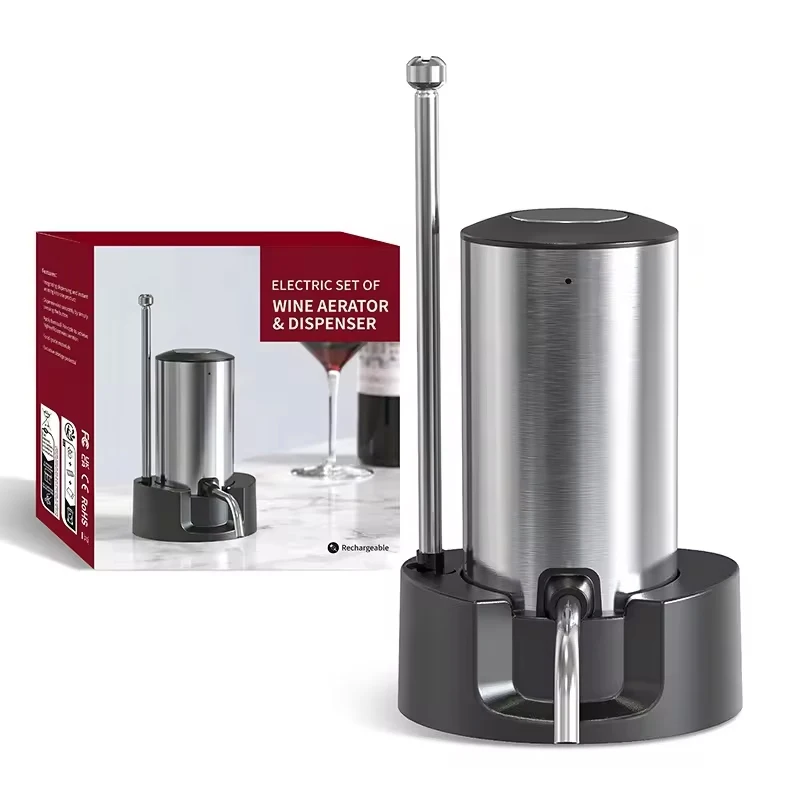 Wine Aerator Pour - インテリジェント電動ワインエアレーターとディスペンサー,タイプC充電式機能,スタイリッシュなツールで完璧なワイン注入