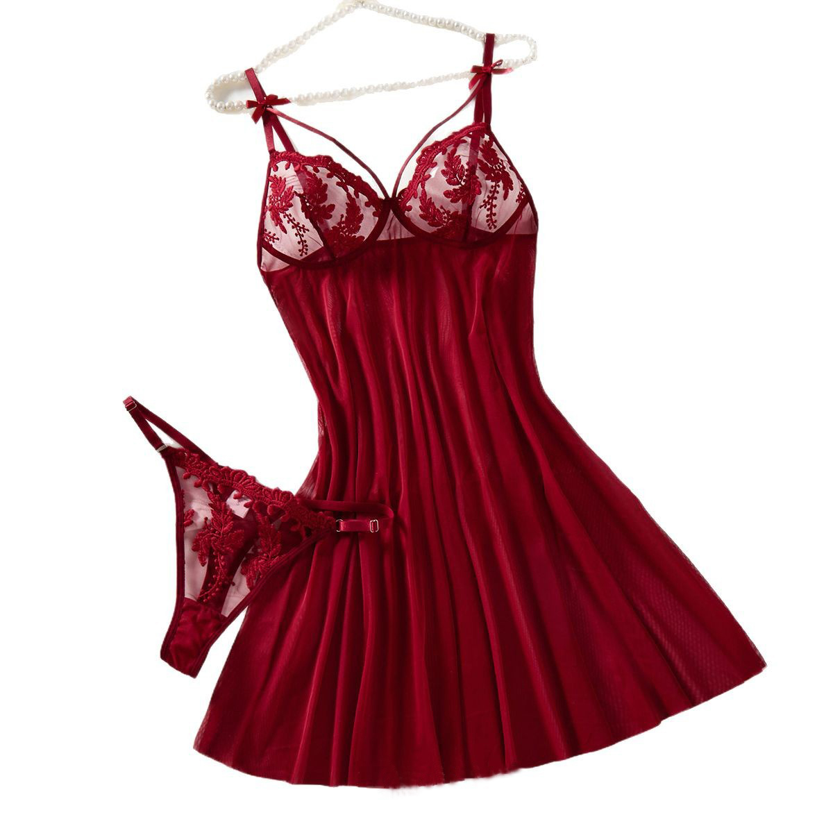 ワインレッドのレディース用、田園風の麦穂刺繍が施された、半透 - Wine & Beer Guayaquil のレビューと価格