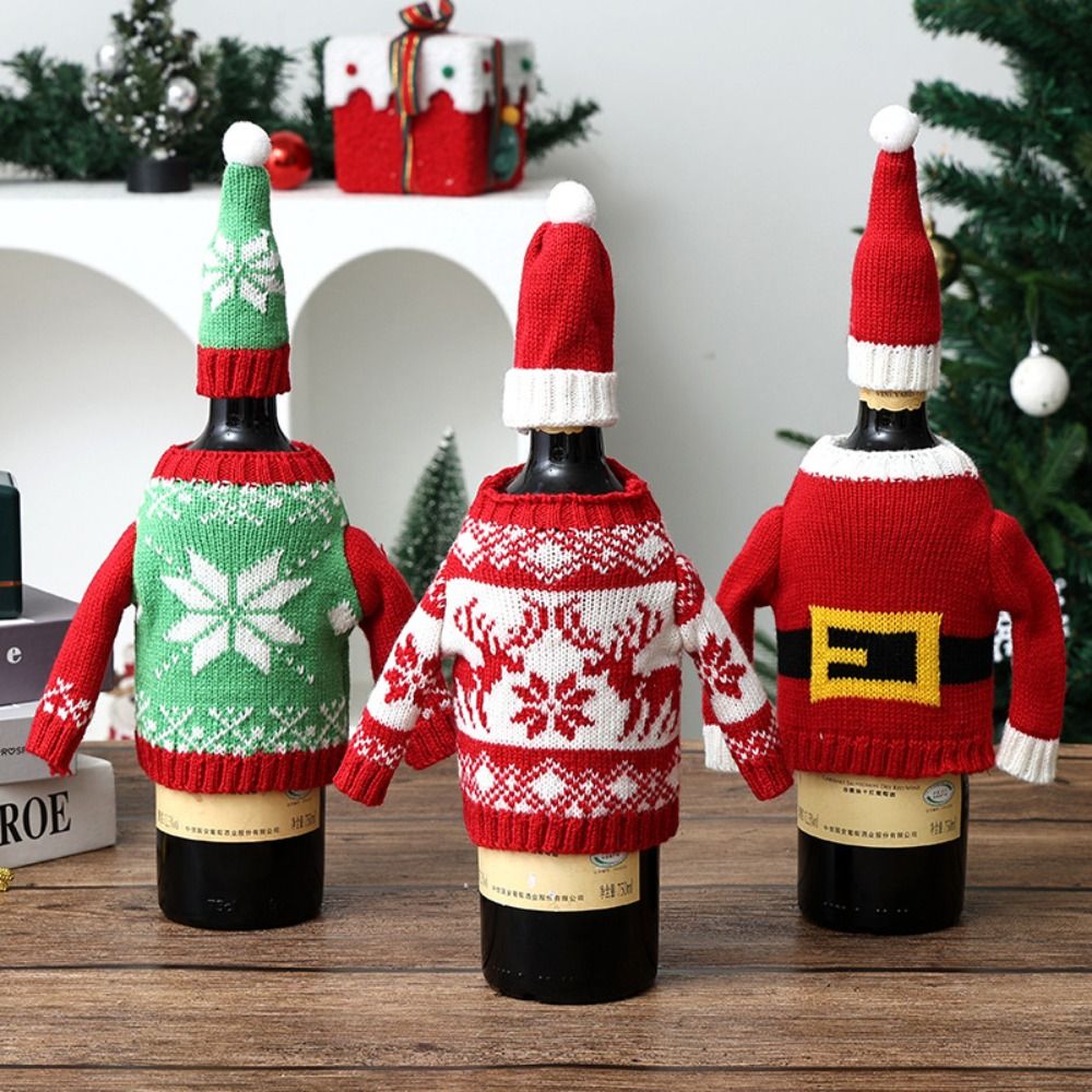 エルク柄のワインボトルカバー。ミニサンタ帽付きで、繰り返し使 - Wine Beer Hat のレビューと価格