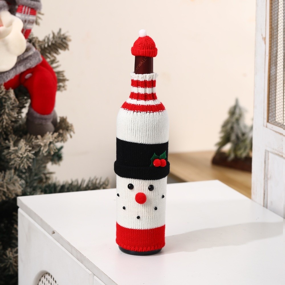ミニサンタ帽子付きのニット製ワインボトルカバー、サンタクロー - Wine Beer Hat のレビューと価格