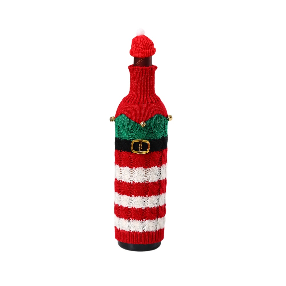 ミニサンタ帽子付きのニット製ワインボトルカバー、サンタクロー - Wine Beer Hat のレビューと価格
